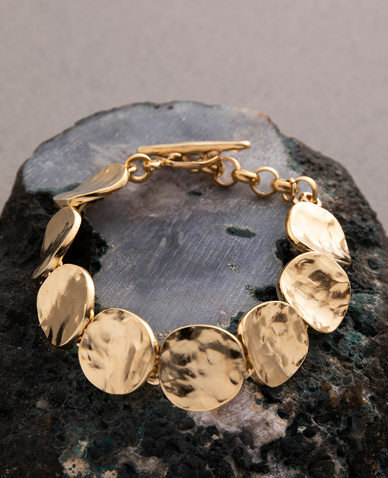 Embroidered Circles Bracelet Gold