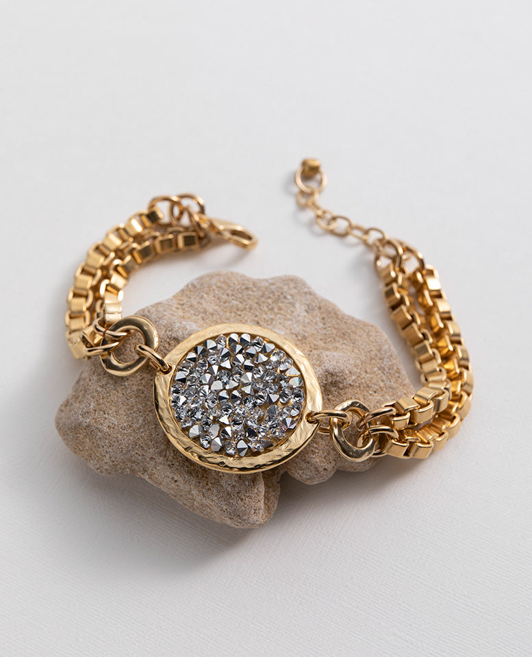 Crystal Rock Bracelet Gold