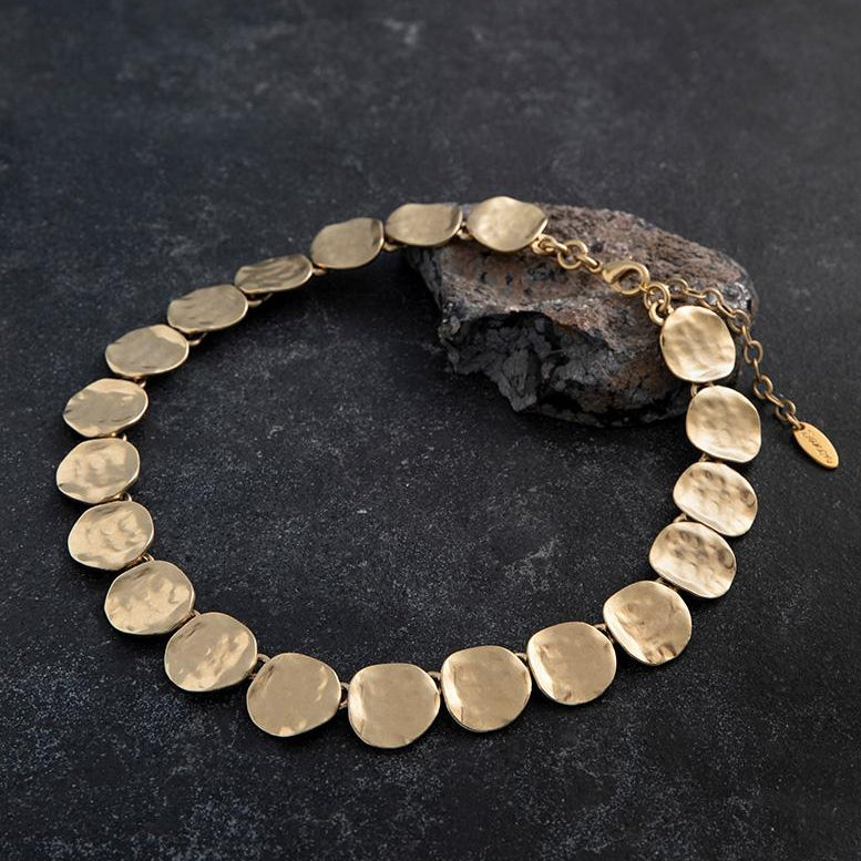 Textured Circles Necklace Gold